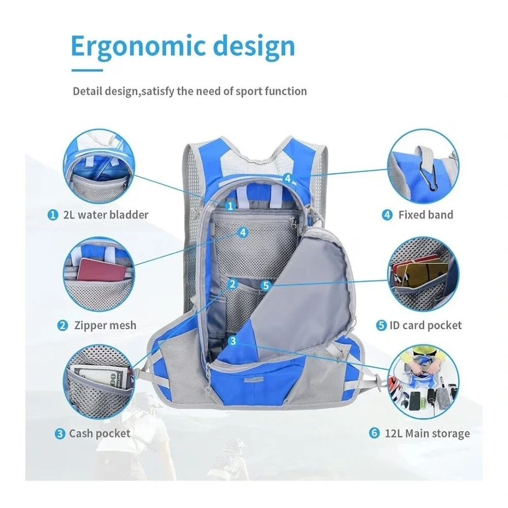 2L Water Bladder Bag Hydration Backpack‎ Pack Hiking Camping Cycling Outdoor NEW